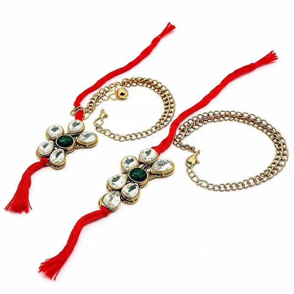 Gold_And_Green_Rakhi_Alloy_For_Women_And_Men_Pack_Of_2