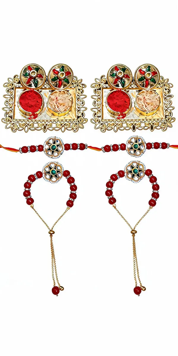 Multicolor_Rakhi,_Lumba,_Bracelet,_Chawal_Roli_Pack_Alloy_For_Brother_And_Sister-In-Law_Pack_Of_2