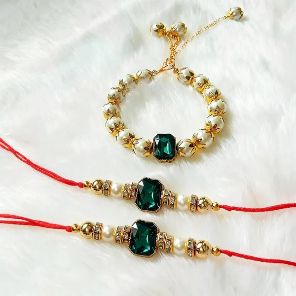 Multicolor_Rakhi,_Lumba,_Bracelet_Alloy_For_Brother_And_Sister-In-Law_Pack_Of_2
