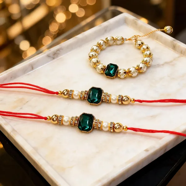 Multicolor_Rakhi,_Lumba,_Bracelet_Alloy_For_Brother_And_Sister-In-Law_Pack_Of_2