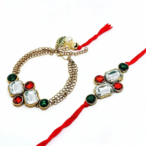 Gold_&_Red_Rakhi_Alloy_For_Women_And_Men_Pack_Of_2