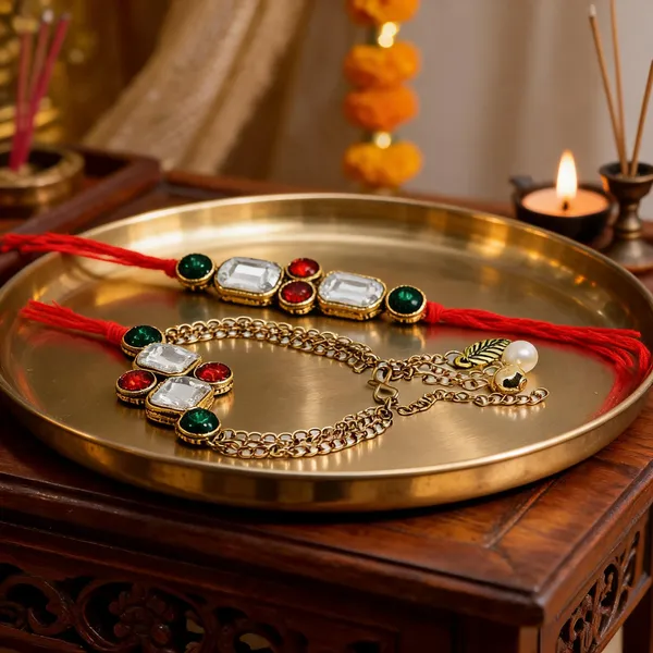 Gold_&_Red_Rakhi_Alloy_For_Women_And_Men_Pack_Of_2