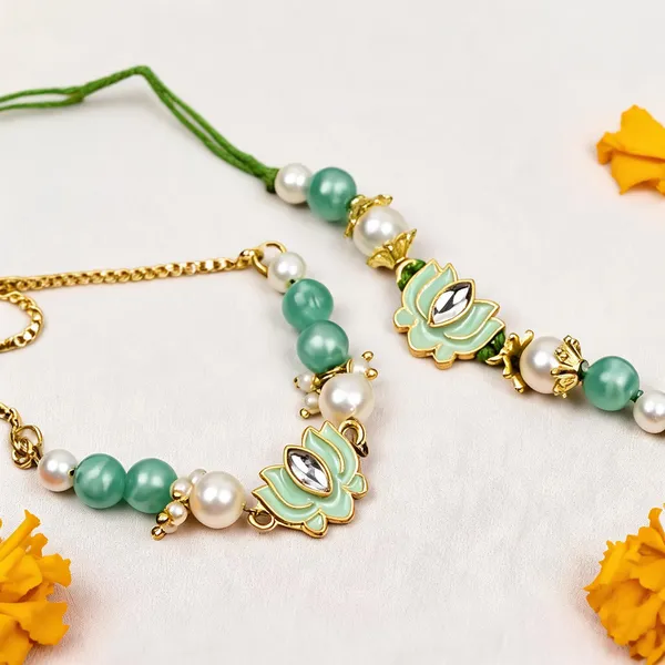 Lion_Green_And_White_Rakhi,_Bracelet_Alloy_For_Brother_And_Sister-In-Law_Pack_Of_2
