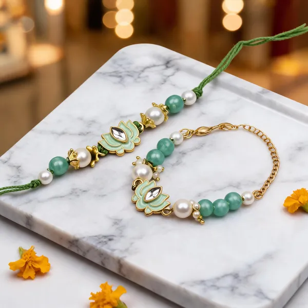 Lion_Green_And_White_Rakhi,_Bracelet_Alloy_For_Brother_And_Sister-In-Law_Pack_Of_2