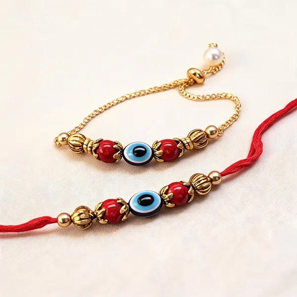 Blue_And_Maroon_And_Red_Rakhi,_Lumba,_Bracelet_Alloy_For_Brother_And_Sister-In-Law_Pack_Of_2
