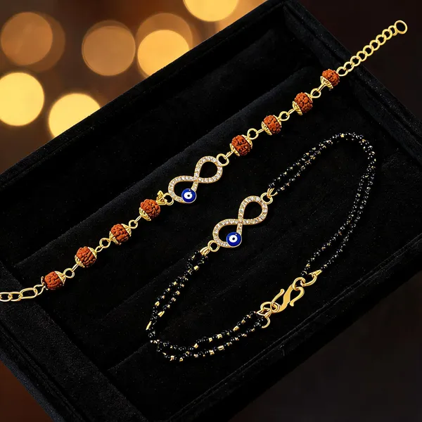 Blue_And_Brpwn_Rakhi,_Lumba,_Bracelet_Alloy_For_Brother_And_Sister-In-Law_Pack_Of_2