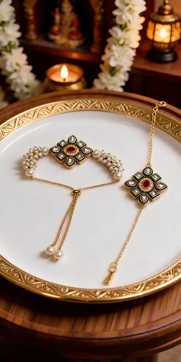 White_And_Maroon_Rakhi,_Lumba_Alloy_For_Brother_And_Sister-In-Law_Pack_Of_2