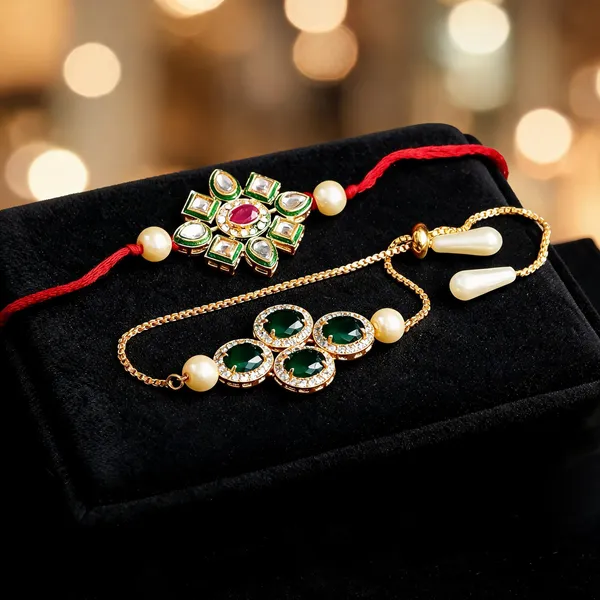Green_And_Pure_Red_Rakhi,_Bracelet_Alloy_For_Brother_And_Sister-In-Law_Pack_Of_2