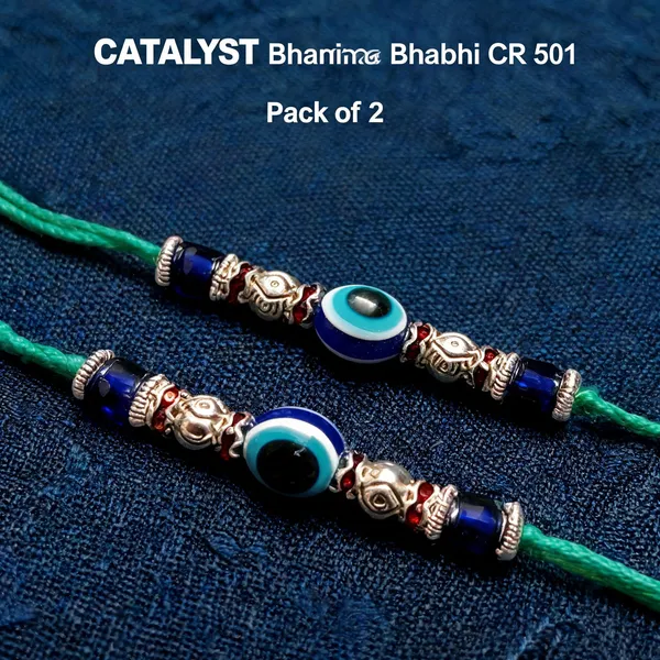 Sky_Blue_N_White_Rakhi,_Bracelet_Alloy_For_Brother_And_Sister-In-Law_Pack_Of_2