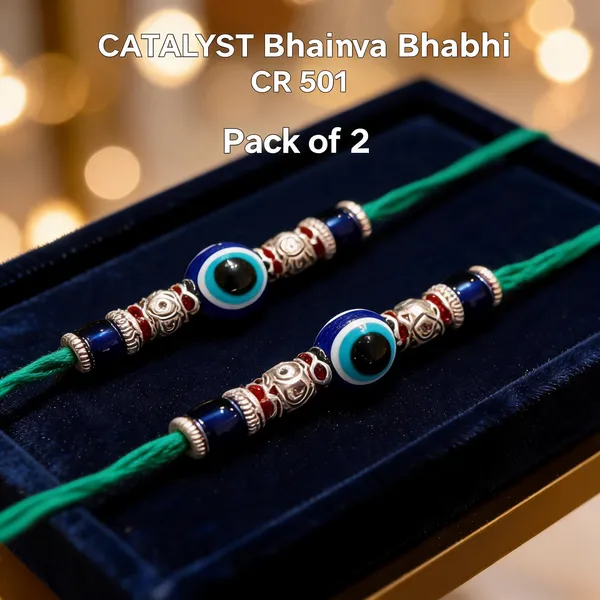 Sky_Blue_N_White_Rakhi,_Bracelet_Alloy_For_Brother_And_Sister-In-Law_Pack_Of_2
