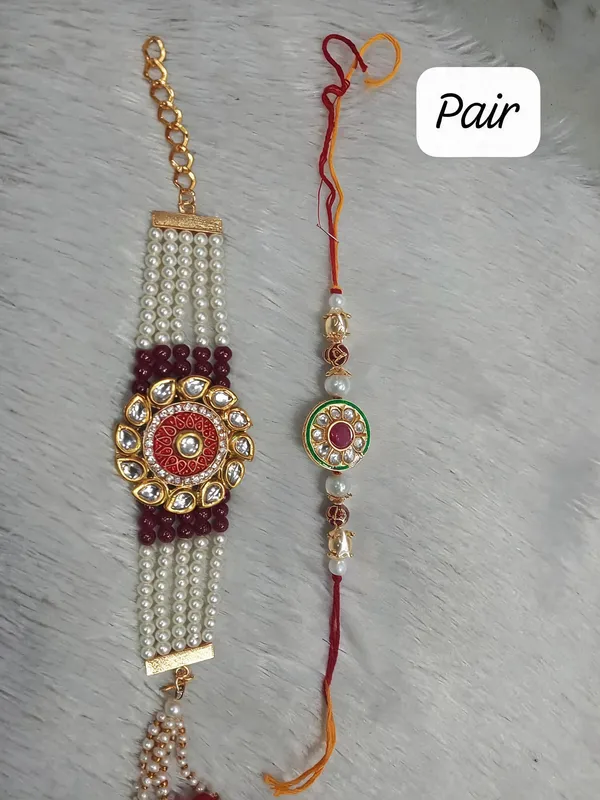 Maroon_Rakhi,_Lumba_Alloy_For_Brother_And_Sister-In-Law_Pack_Of_2