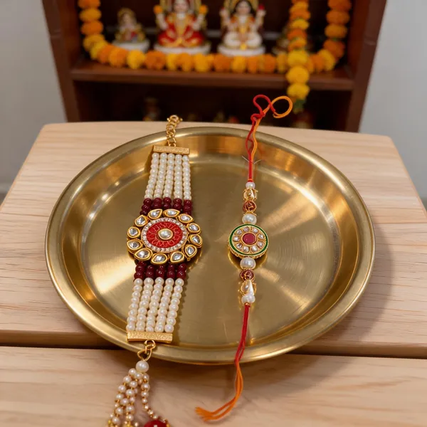 Maroon_Rakhi,_Lumba_Alloy_For_Brother_And_Sister-In-Law_Pack_Of_2