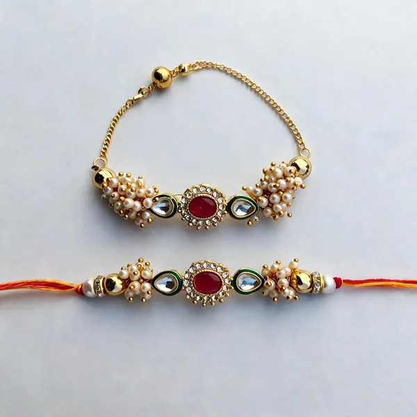 Multicolor_Rakhi,_Lumba_Alloy_For_Brother_And_Sister-In-Law_Pack_Of_2