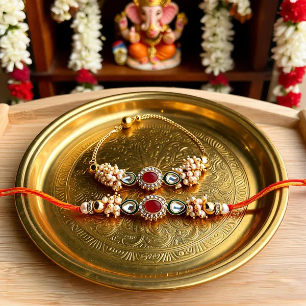 Multicolor_Rakhi,_Lumba_Alloy_For_Brother_And_Sister-In-Law_Pack_Of_2