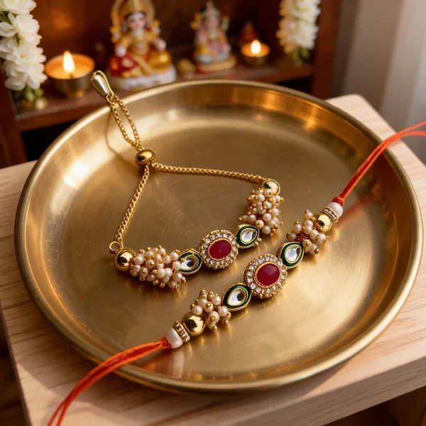 Red_N_Yellow_Rakhi,_Lumba_Alloy_For_Brother_And_Sister-In-Law_Pack_Of_2