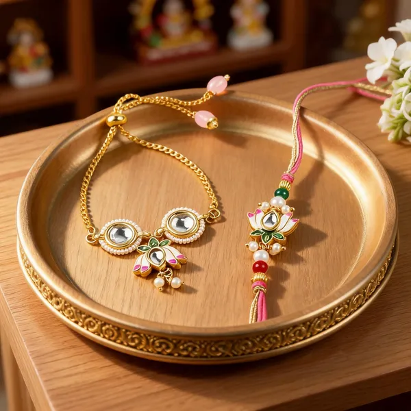 Red_N_Gold_Rakhi,_Lumba_Alloy_For_Brother_And_Sister-In-Law_Pack_Of_2