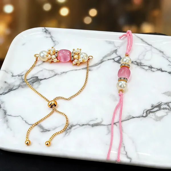 Light_Pink_Rakhi,_Bracelet_Alloy_For_Brother_And_Sister-In-Law_Pack_Of_2