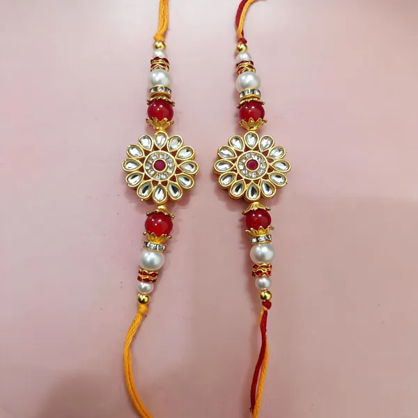 Red_N_Multi_Rakhi,_Bracelet_Alloy_For_Brother_And_Sister-In-Law_Pack_Of_2