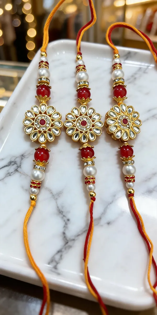 Red_N_Multi_Rakhi,_Bracelet_Alloy_For_Brother_And_Sister-In-Law_Pack_Of_2