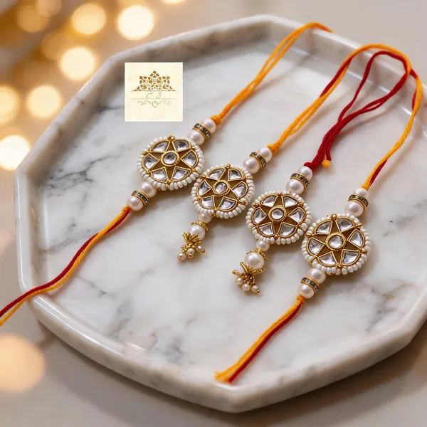 White_N_Red_Rakhi,_Bracelet_Alloy_For_Brother_And_Sister-In-Law_Pack_Of_2