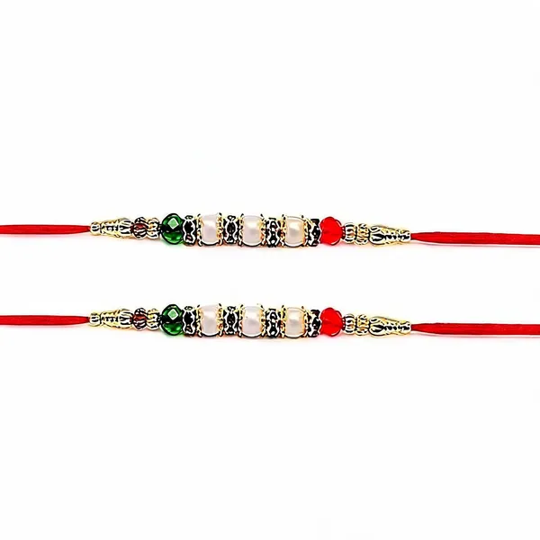 Red_White_N_Green_Rakhi,_Bracelet_Alloy_For_Religious_Occasion_Pack_Of_2