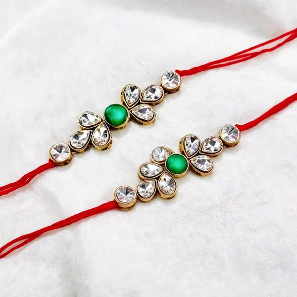 Red_N_Gold_White_Green_Rakhi,_Bracelet_Alloy_For_Religious_Occasion_Pack_Of_2