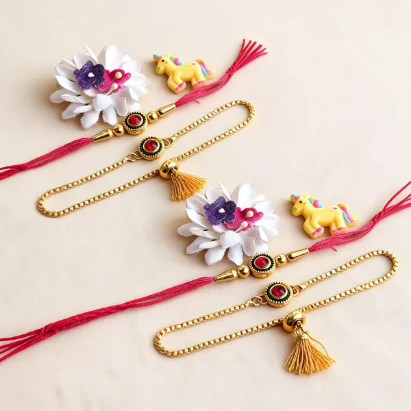 Maroon_And_Golden_Rakhi,_Lumba,_Bracelet_Alloy_For_Brother_And_Sister-In-Law_Pack_Of_2