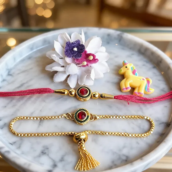 Maroon_And_Golden_Rakhi,_Lumba,_Bracelet_Alloy_For_Brother_And_Sister-In-Law_Pack_Of_2