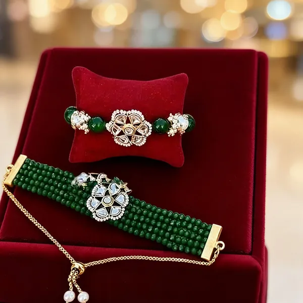 Pure_Green_Rakhi,_Bracelet_Alloy_For_Brother_And_Sister-In-Law_Pack_Of_2