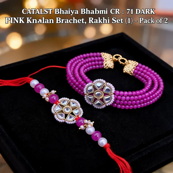Pure_Dark_Pink_Rakhi,_Bracelet_Alloy_For_Brother_And_Sister-In-Law_Pack_Of_2