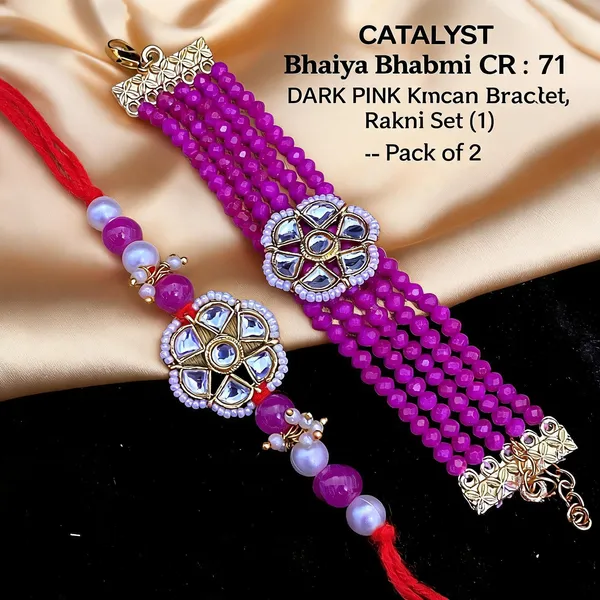 Pure_Dark_Pink_Rakhi,_Bracelet_Alloy_For_Brother_And_Sister-In-Law_Pack_Of_2