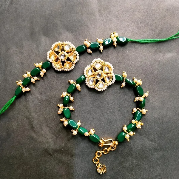 Green_Rakhi,_Bracelet_Alloy_For_Brother_And_Sister-In-Law_Pack_Of_2