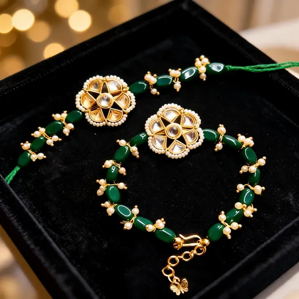 Green_Rakhi,_Bracelet_Alloy_For_Brother_And_Sister-In-Law_Pack_Of_2