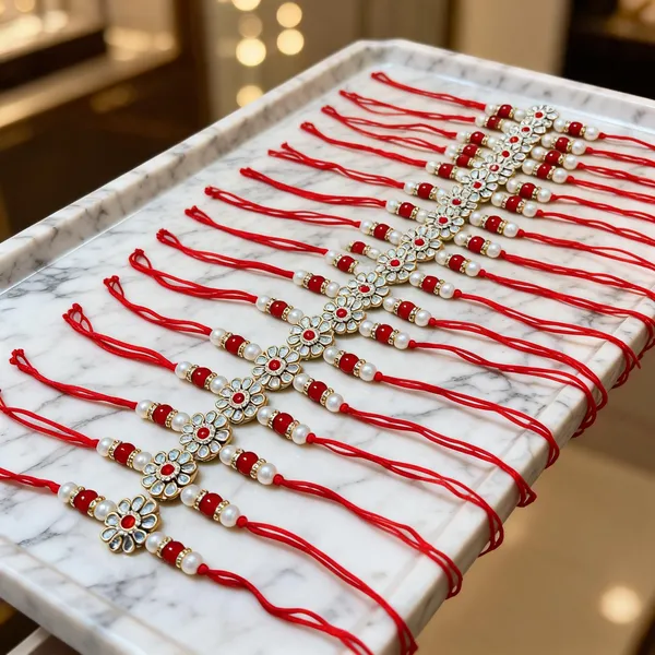 Maroon_And_White_Rakhi,_Lumba,_Bracelet_Alloy_For_Brother_And_Sister-In-Law_Pack_Of_1