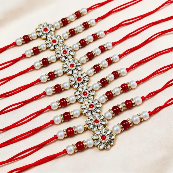 Maroon_And_White_Rakhi,_Lumba,_Bracelet_Alloy_For_Brother_And_Sister-In-Law_Pack_Of_1