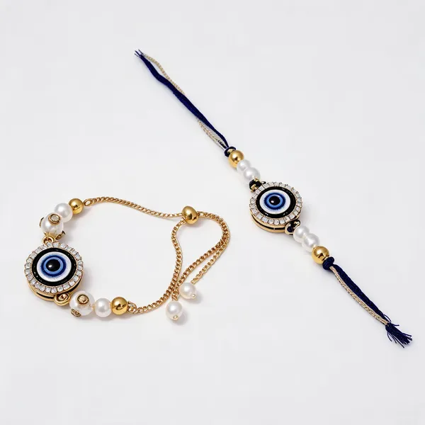 Blue_N_Gold_Rakhi_Alloy_For_Brother_And_Sister-In-Law_Pack_Of_2