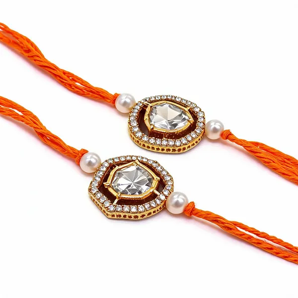 Orange_N_Gold_Rakhi_Alloy_For_Brother_And_Sister-In-Law_Pack_Of_2