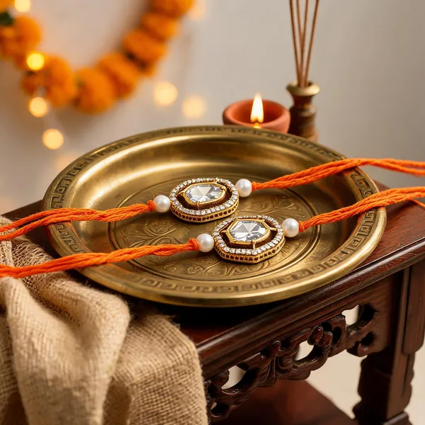Orange_N_Gold_Rakhi_Alloy_For_Brother_And_Sister-In-Law_Pack_Of_2