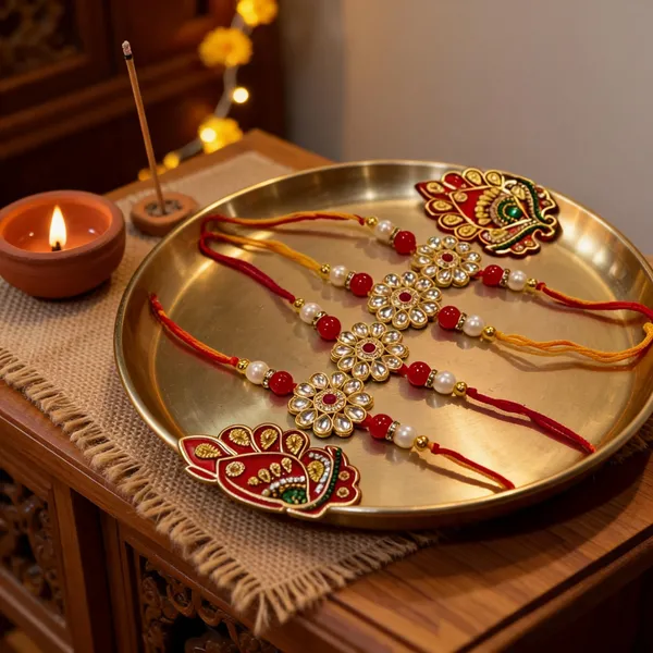 Dark_Red_N_Gold_Rakhi_Alloy_For_Brother_And_Sister-In-Law_Pack_Of_2