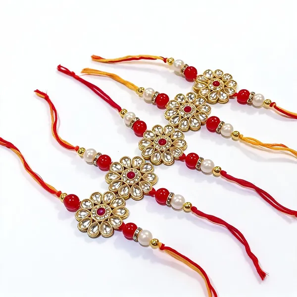 Dark_Red_N_Gold_Rakhi_Alloy_For_Brother_And_Sister-In-Law_Pack_Of_2