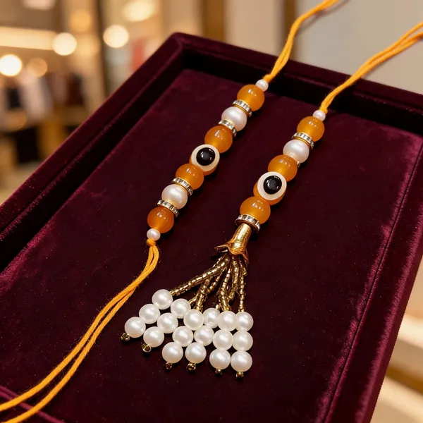 Orange_Rakhi,_Bracelet_Alloy_For_Brother_And_Sister-In-Law_Pack_Of_2
