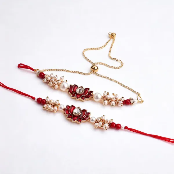 Dark_Maroon_Rakhi_Alloy_For_Brother_And_Sister-In-Law_Pack_Of_2