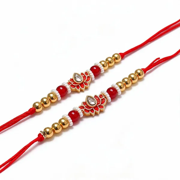 Golden_N_Red_Rakhi_Alloy_For_Brother_And_Sister-In-Law_Pack_Of_2