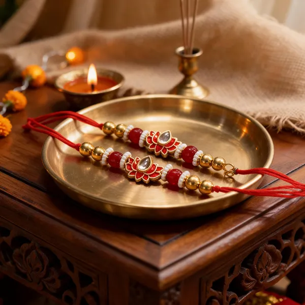 Golden_N_Red_Rakhi_Alloy_For_Brother_And_Sister-In-Law_Pack_Of_2
