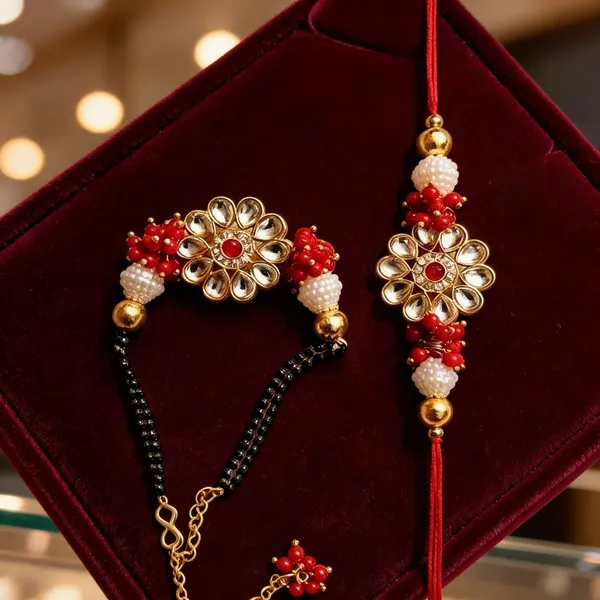 Red_N_Black_Rakhi,_Bracelet_Alloy_For_Brother_And_Sister-In-Law_Pack_Of_2