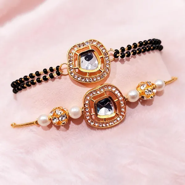 White_N_Black_Rakhi,_Lumba,_Bracelet_Alloy_For_Brother_And_Sister-In-Law_Pack_Of_2