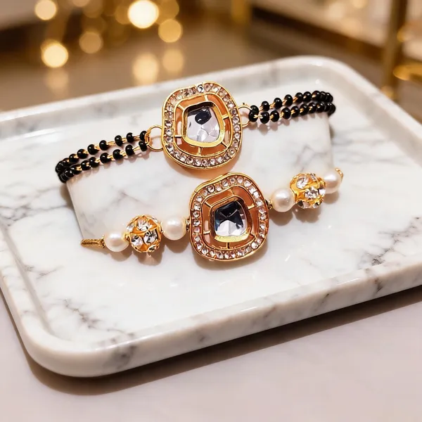 White_N_Black_Rakhi,_Lumba,_Bracelet_Alloy_For_Brother_And_Sister-In-Law_Pack_Of_2