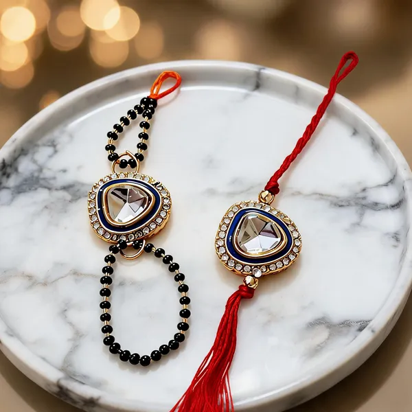 Dark_Red_N__Black_Rakhi,_Lumba,_Bracelet_Alloy_For_Brother_And_Sister-In-Law_Pack_Of_2