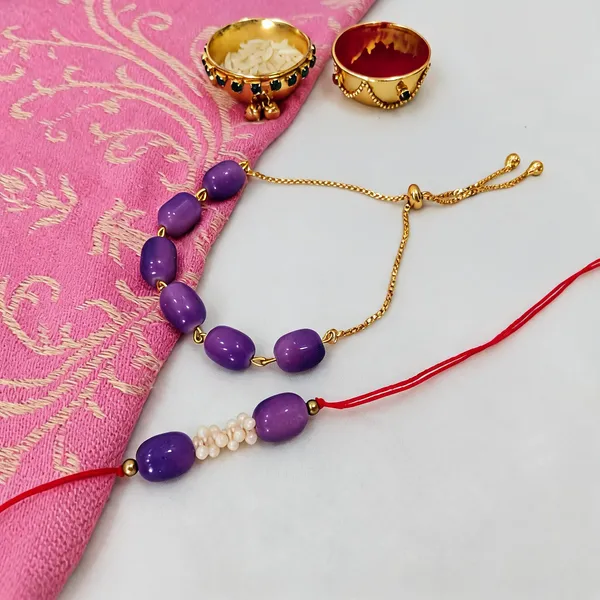 Dark_Blue_And_Red_Rakhi,_Lumba,_Bracelet_Alloy_For_Brother_And_Sister-In-Law_Pack_Of_2