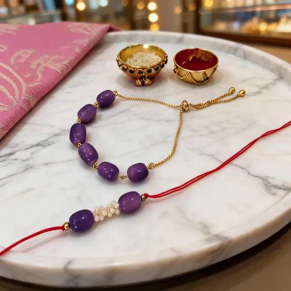 Dark_Blue_And_Red_Rakhi,_Lumba,_Bracelet_Alloy_For_Brother_And_Sister-In-Law_Pack_Of_2